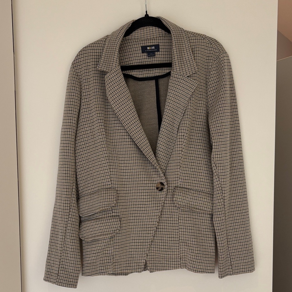 Maeve Tan and Black Houndstooth Blazer